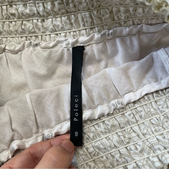 POLECI White & Gold Floral Silk Skirt Lined Size 8 - Picture 3 of 5